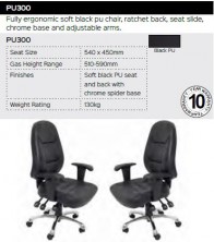 PU300 Chair Range And Specifications